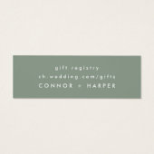 Modern Elegant Sage Green Wedding Gift Registry Mini Visitekaartjes (Achterkant)
