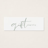 Modern Elegant Sage Green Wedding Gift Registry Mini Visitekaartjes (Voorkant)