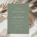 Modern Elegant Sage Green Wedding Kaart<br><div class="desc">Minimalistische,  moderne trouwuitnodigingen met uw trouwgegevens in witte letters met calligrafische scriptaccenten. De grijze achtergrond kan worden gewijzigd in een kleur van uw keuze. Ontworpen om te coördineren met ons Modern Elegance bruiloft collectie.</div>