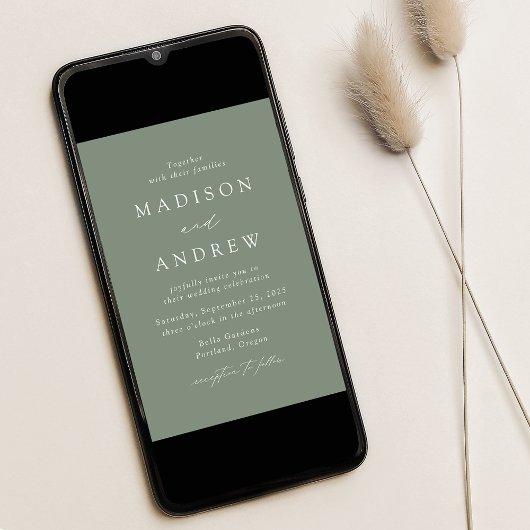 Modern Elegant Sage Green Wedding Kaart