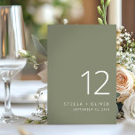 Modern Elegant Sage Green Wedding Kaart<br><div class="desc">Modern en elegant tafelnummer met salie groen moderne typografie tafelnummer. Geweldig voor bruiloften of uw volgende speciale gelegenheden.</div>
