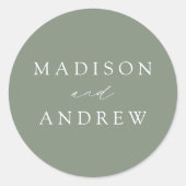 Modern Elegant Sage Green Wedding Ronde Sticker (Voorkant)