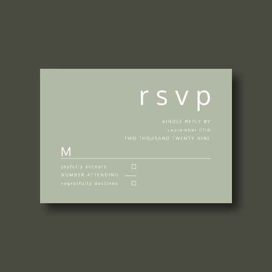 Modern Elegant Sage Green Wedding RSVP Kaartje