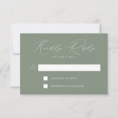 Modern Elegant Sage Green Wedding RSVP Kaartje (Voorkant)