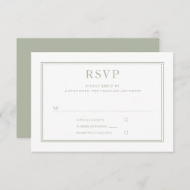 Modern Elegant Sage Green Wedding RSVP Kaartje