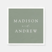 Modern Elegant Sage Green Wedding Servet (Voorkant)