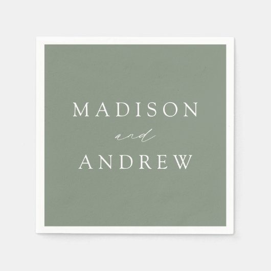 Modern Elegant Sage Green Wedding Servet (Voorkant)