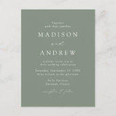 Modern Elegant Sage Green Wedding Uitnodiging Briefkaart (Voorkant)