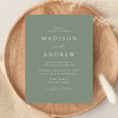 Modern Elegant Sage Green Wedding Uitnodiging Briefkaart