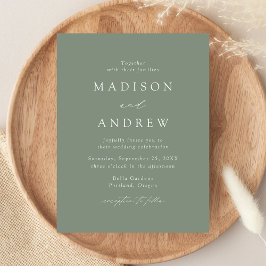 Modern Elegant Sage Green Wedding Uitnodiging Briefkaart