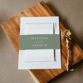 Modern Elegant Sage Green Wedding Uitnodigingen Wikkel