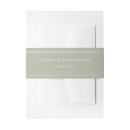 Modern Elegant Sage Green Wedding Uitnodigingen Wikkel