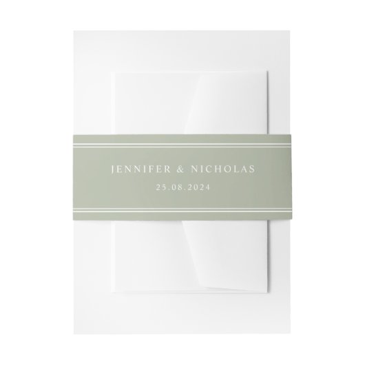 Modern Elegant Sage Green Wedding Uitnodigingen Wikkel (Voorkant Voorbeeld)