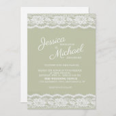 Modern Elegant Sage Green White Lace Wedding Kaart (Voorkant / Achterkant)