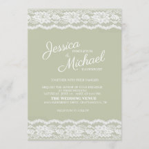 Modern Elegant Sage Green White Lace Wedding