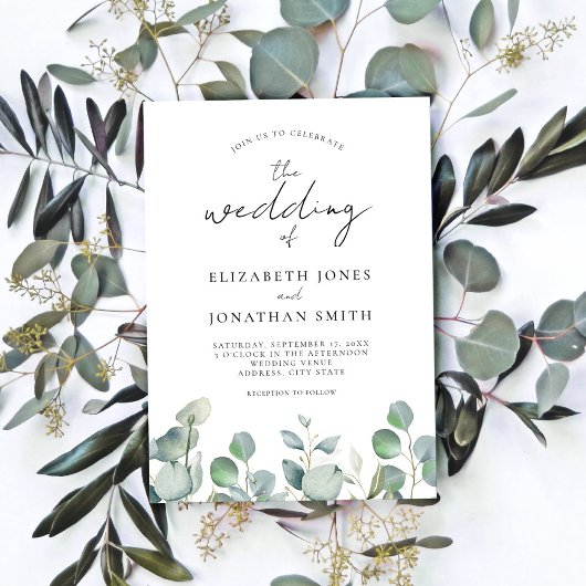 Modern Elegant Sage Groen Bruiloft Kaart