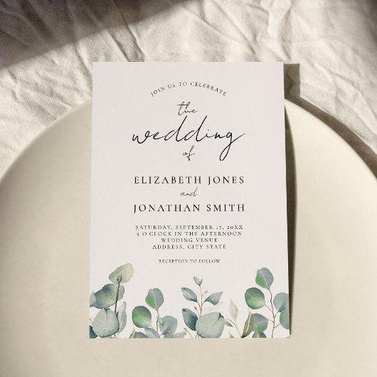 Modern Elegant Sage Groen Bruiloft Kaart