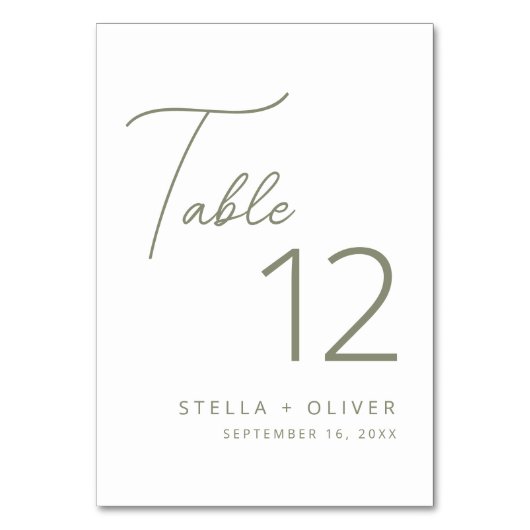 Modern Elegant Sage Groen Script Bruiloft Kaart (Achterkant)