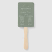 Modern Elegant Sage Groen Trouwprogramma Handwaaier (Achterkant)