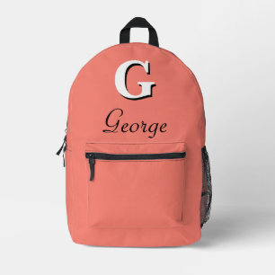 Modern Elegant Salmon Monogram Bedrukte Rugzak