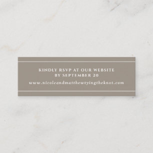 Modern Elegant Sand Website RSVP \ Registry Kaart Mini Visitekaartje