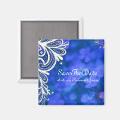 modern elegant sapphire blue en white lace magneet (Voorkant / Achterkant)