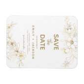 Modern Elegant Save the Date Floral Gold Foil Magneet (Horizontaal)