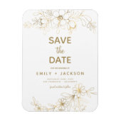 Modern Elegant Save the Date Floral Gold Foil Magneet (Verticaal)