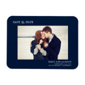 Modern Elegant Save the Date Foto Navy Blauw Magneet (Horizontaal)