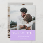 Modern Elegant Save the Date Lavender (Voorkant / Achterkant)