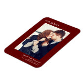 Modern Elegant Save the Date Photo Burgundy Magneet (Linkerzijde)