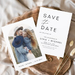 Modern Elegant Save the Date Photo Minimalist<br><div class="desc">Vang de liefde en opwinding van je aanstaande bruiloft op met onze foto, sla de datumkaarten op. Deze kaarten hebben een prachtig en modern design met veel ruimte om uw favoriete foto samen te laten zien. Uw gasten zullen blij zijn dat ze dit stokje dat ze nog jaren kunnen koesteren,...</div>