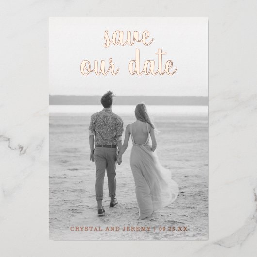 Modern Elegant Save the Date Wedding Folie Uitnodiging (Voorkant)