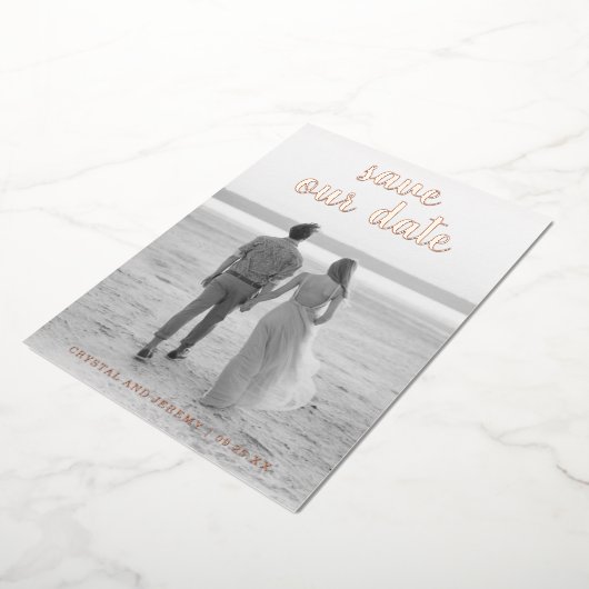Modern Elegant Save the Date Wedding Folie Uitnodiging (Gedraaid)