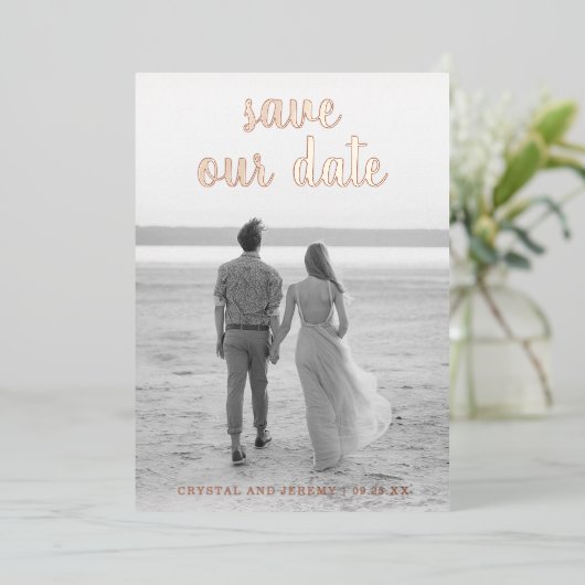 Modern Elegant Save the Date Wedding Folie Uitnodiging (Staand Voorkant)