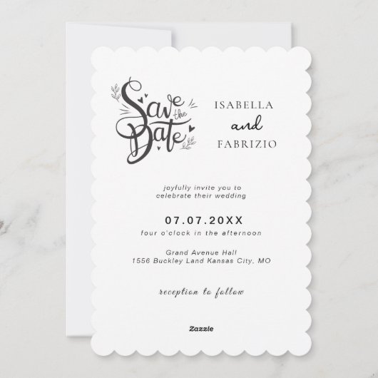 Modern Elegant Save the Date Wedding Uitnodiging (Achterkant)
