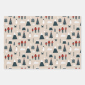 Modern Elegant Scandinavian Family Blue Red beige Inpakpapier Vel (Voorkant)