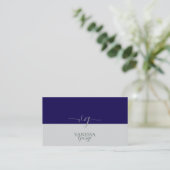 Modern Elegant Schattige Blauw Grijs Monogram Cust Visitekaartje (Staand voorkant)