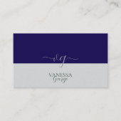 Modern Elegant Schattige Blauw Grijs Monogram Cust Visitekaartje (Voorkant)