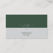 Modern Elegant Schattige Groen Grijs Monogram Cust Visitekaartje (Voorkant)