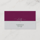 Modern Elegant Schattige Rood Grijs Monogram Custo Visitekaartje (Voorkant)