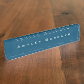 Modern Elegant Schattige Uniek Stijlvol Ocean Blue Naambordje (Zijkant)