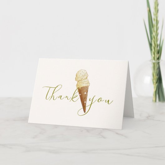 Modern Elegant Scoop Ice Cream Script Baby shower Bedankkaart (Voorkant)