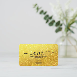 Modern Elegant Scrip Monogram Gouden Glitter Visitekaartje
