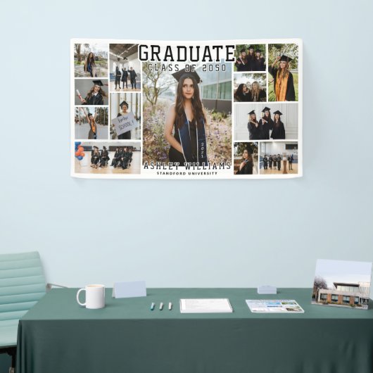 Modern Elegant Script 13 Foto Afstuderen Spandoek (Beurs)