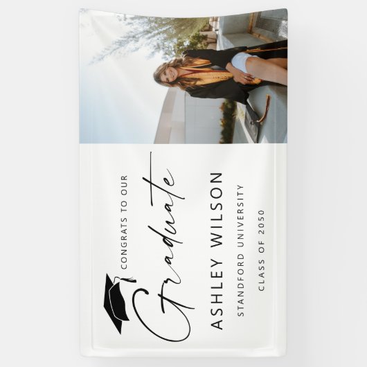 Modern Elegant Script 1 Foto Afstuderen Banner (Verticaal)