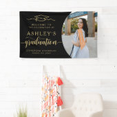 Modern Elegant Script 1 Foto Afstuderen Spandoek (Insitu)