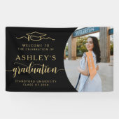 Modern Elegant Script 1 Foto Afstuderen Spandoek (Horizontaal)