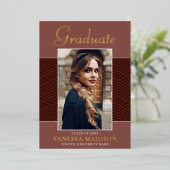 Modern | Elegant Script 1 Foto Folie Afstudeerder  Uitnodiging (Staand Voorkant)