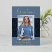 Modern | Elegant Script 1 Foto Folie Afstudeerder  Uitnodiging (Staand Voorkant)